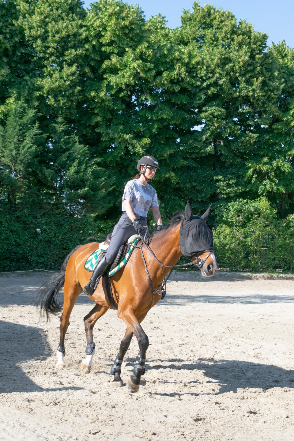 Allieva a cavallo durante una lezione al Centro Ippico La Vigna